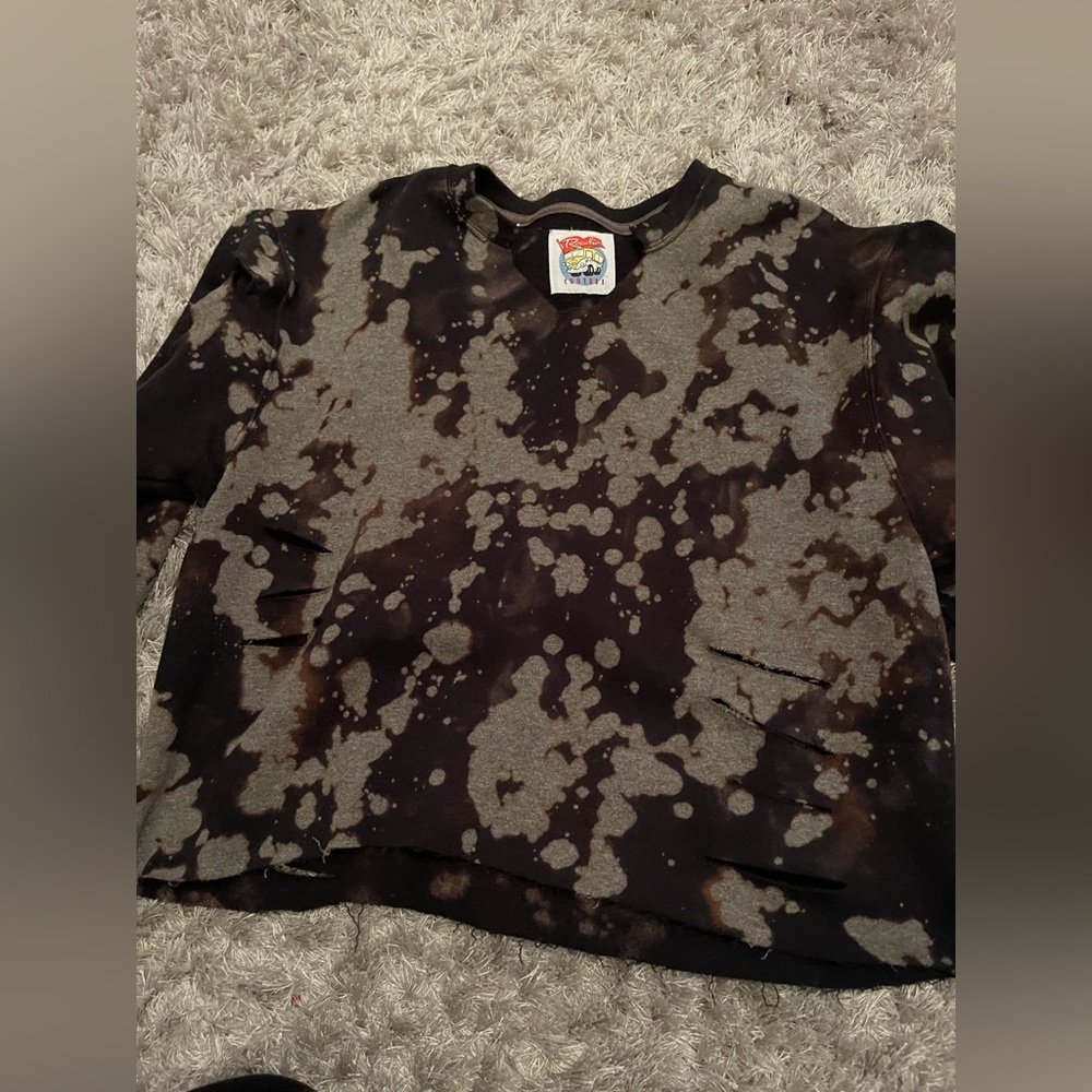 Custom made Guns N Roses acid wash patched sweatshirt